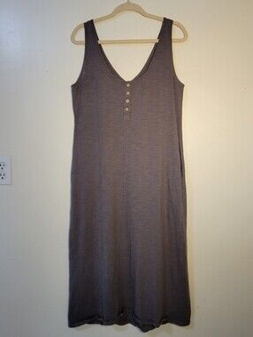 Wishlist (Women's L) 100% Cotton Gray Sleeveless Midi Tank Dress